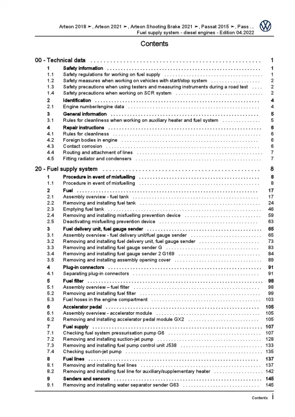 VW Tiguan AD AX from 2016 fuel supply system diesel engines repair manual pdf