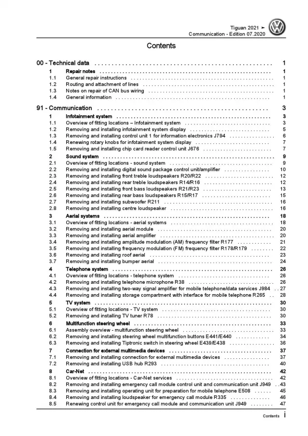 VW Tiguan AX from 2021 communication radio navigation repair workshop manual pdf