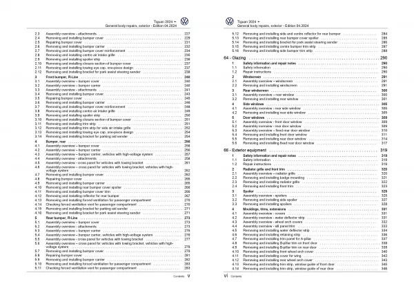 VW Tiguan 3 CT from 2023 general body repairs exterior guide workshop pdf eBook