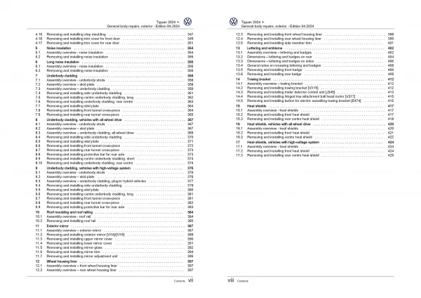 VW Tiguan 3 CT from 2023 general body repairs exterior guide workshop pdf eBook