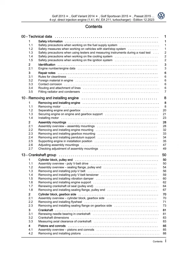 VW Tiguan 3 CT from 2023 1.4l petrol engine 122-150 hp repair manual guide eBook