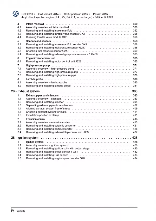 VW Tiguan 3 CT from 2023 1.4l petrol engine 122-150 hp repair manual guide eBook