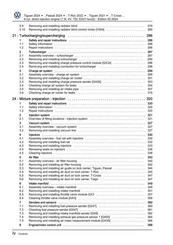 VW Tiguan 3 CT from 2023 1.5l petrol engine 131-150 hp repair manual guide eBook