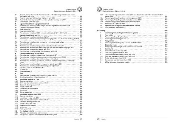 VW Touareg type 7L 2002-2010 electrical system repair workshop manual pdf ebook