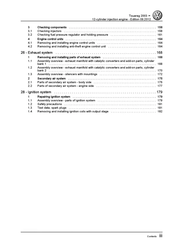 VW Touareg 7L 2002-2010 12-cyl. 6.0l petrol engines 450 hp repair manual pdf