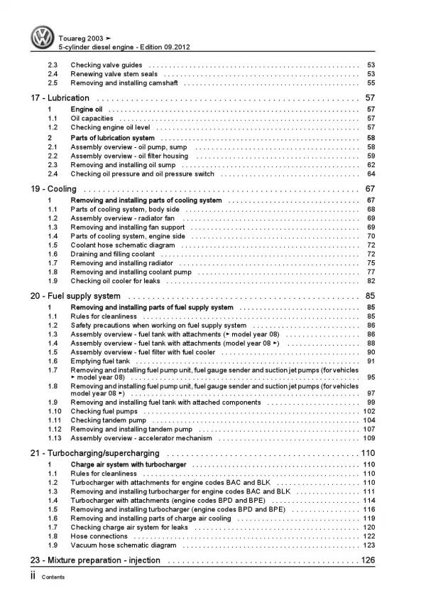 VW Touareg 7L 2002-2010 5-cyl. diesel engines 2.5l repair workshop manual pdf