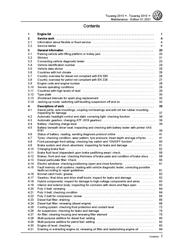 VW Touareg type 7P 2010-2018 maintenance repair workshop manual pdf file ebook