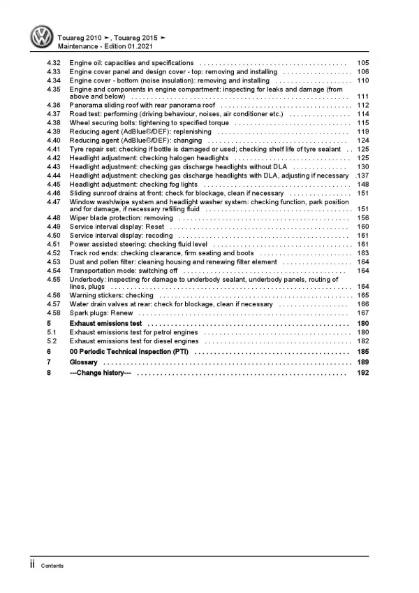 VW Touareg type 7P 2010-2018 maintenance repair workshop manual pdf file ebook