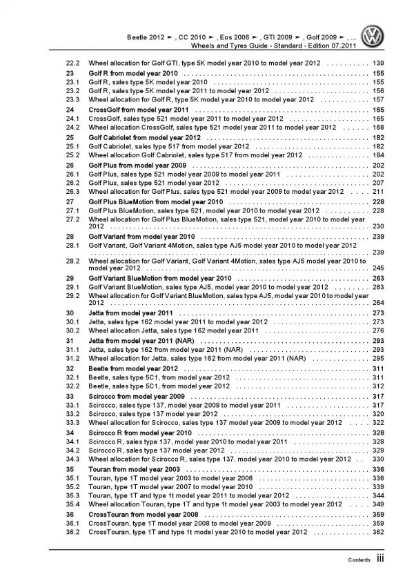 VW Touareg 7P 2010-2014 wheels tyres general info repair workshop manual pdf
