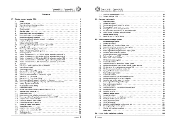 VW Touareg type 7P 2010-2018 electrical system repair workshop manual pdf ebook