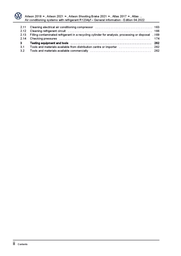 VW Touareg 7P 2014-2018 air conditioning systems refrigerant R1234y manual pdf