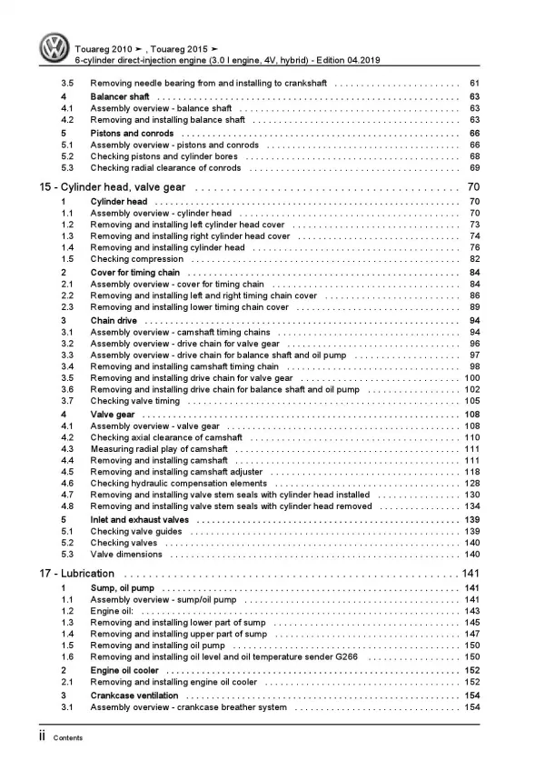 VW Touareg type 7P 2010-2018 6-cyl. 3.0l petrol engines 333 hp repair manual pdf