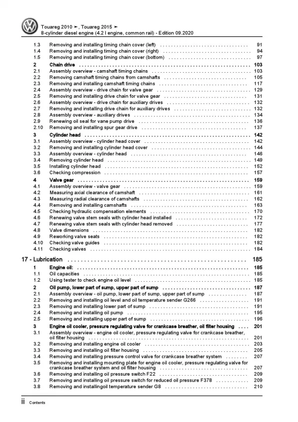 VW Touareg type 7P 2010-2018 8-cyl. 4.2l diesel engines 340 hp repair manual pdf