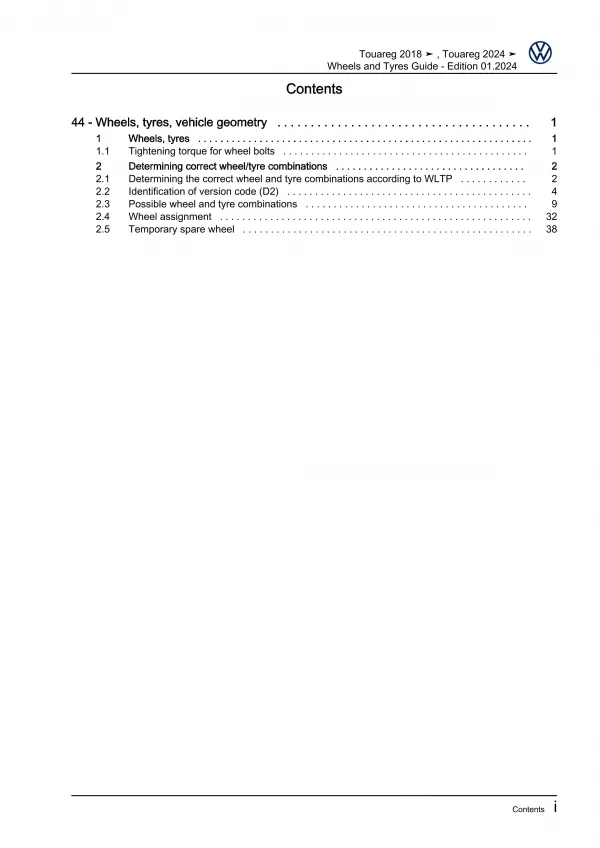 VW Touareg 3 type CR from 2018 wheels and tyres repair workshop manual pdf ebook