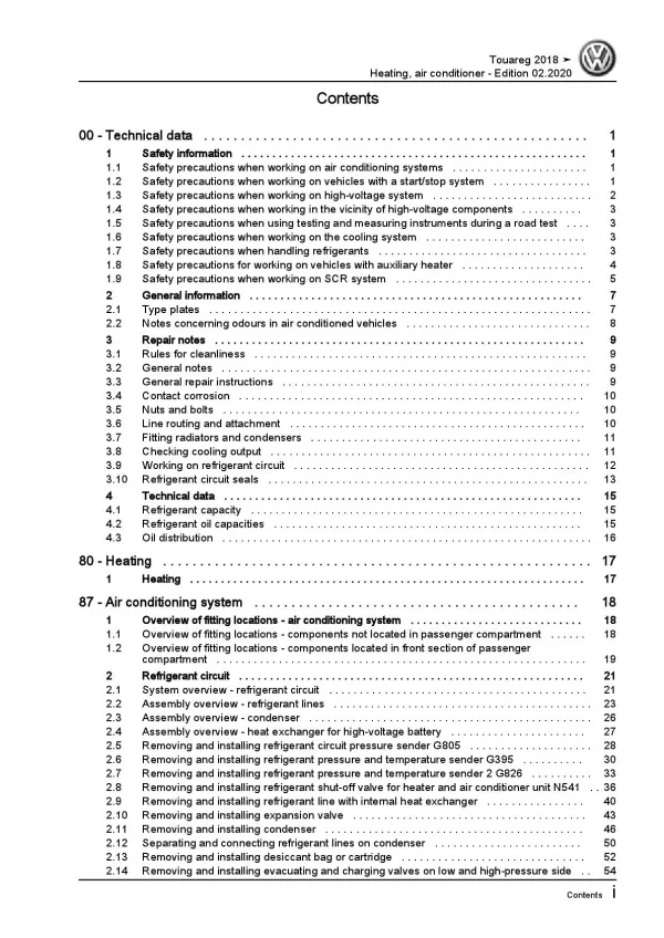 VW Touareg 3 CR from 2018 heating air conditioning system repair workshop manual