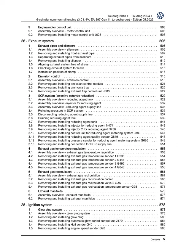 VW Touareg 3 type CR (18>) 6-cyl. 3.0l diesel engines 231-285 hp repair manual