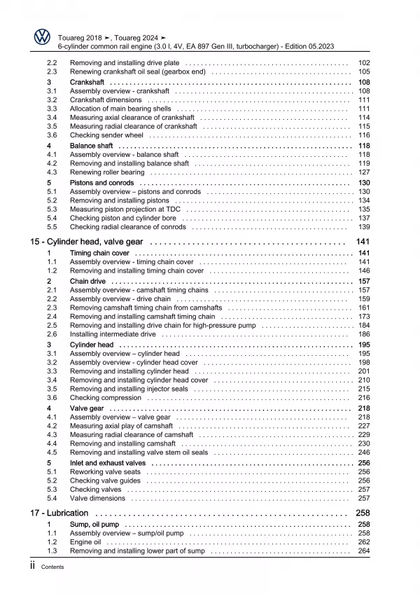 VW Touareg 3 from 2023 6-cyl. 3.0l diesel engines 231-286 hp repair manual eBook