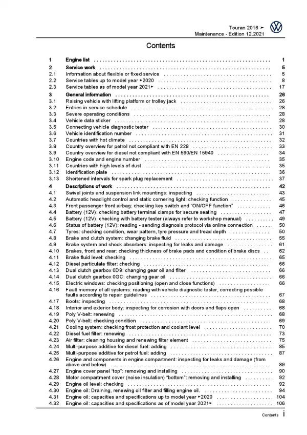 VW Touran type 5T from 2015 maintenance repair workshop manual pdf file ebook