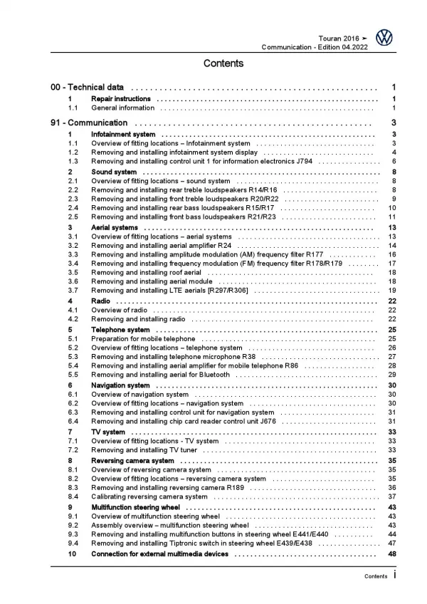 VW Touran 5T from 2015 communication radio navigation repair workshop manual pdf