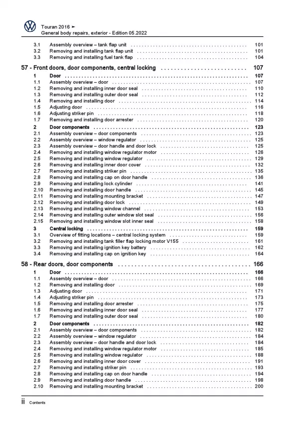 VW Touran 5T from 2015 general body repairs exterior repair workshop manual pdf