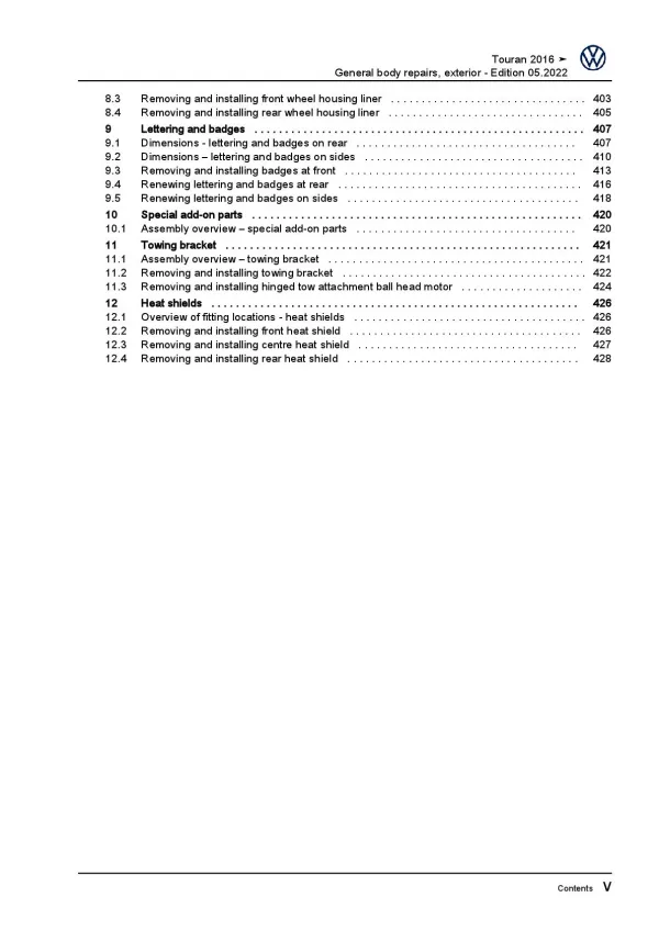 VW Touran 5T from 2015 general body repairs exterior repair workshop manual pdf