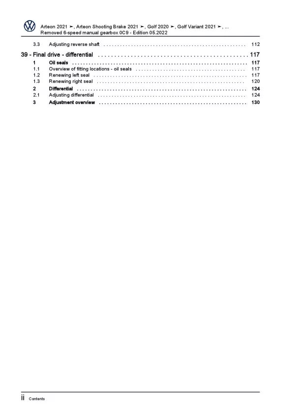 VW Touran type 5T from 2015 removed 6 speed manual gearbox 0C9 repair manual pdf