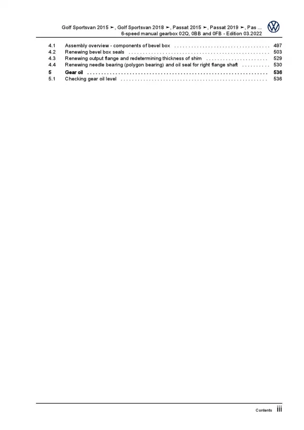 VW Touran 5T from 2015 6 speed manual gearbox 02Q 0BB 0FB repair manual pdf