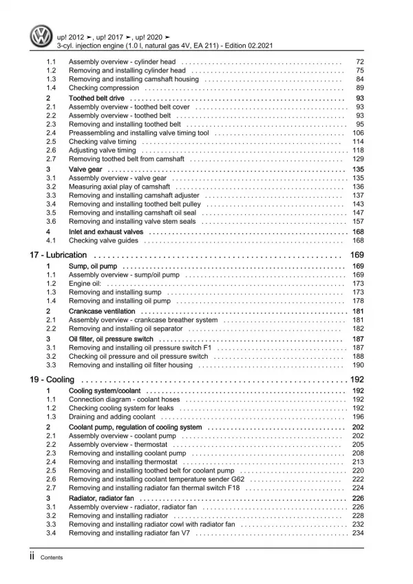 VW Up! 121 11-16 3-cyl. 1.0l natural gas petrol engines 68 hp repair manual pdf