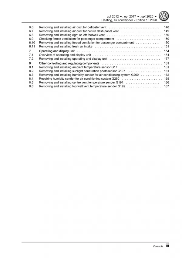 VW Up! type AA from 2016 heating air conditioning system workshop manual pdf