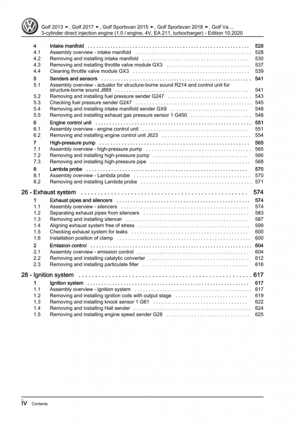 VW Up! type AA from 2016 3-cyl. 1.0l petrol engines 90 hp workshop manual pdf