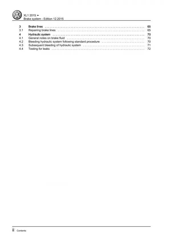 VW XL1 type 6Z 2012-2016 brake systems repair workshop manual download pdf eBook