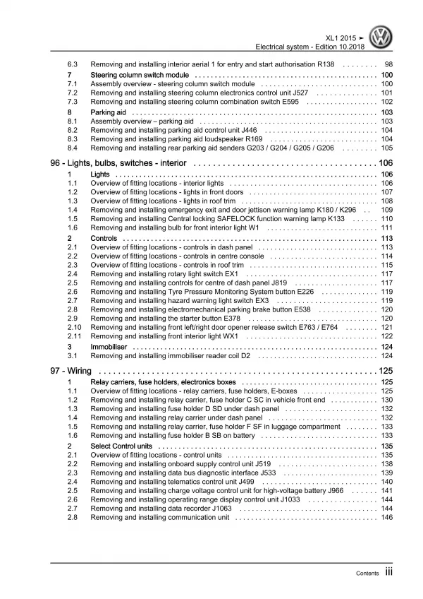 VW XL1 type 6Z 2012-2016 electrical system repair workshop manual download eBook