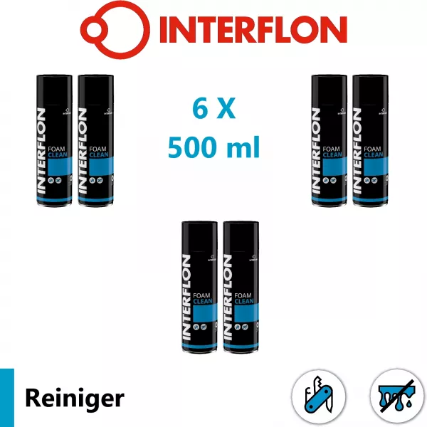 INTERFLON Foam Clean Set 6x 500 ml Aerosol Schaumreiniger Entfetter Reiniger