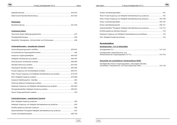 Opel Adam Typ M13 12-19 5-Gang Schaltgetriebe Kupplung M26/MDG Reparaturhandbuch