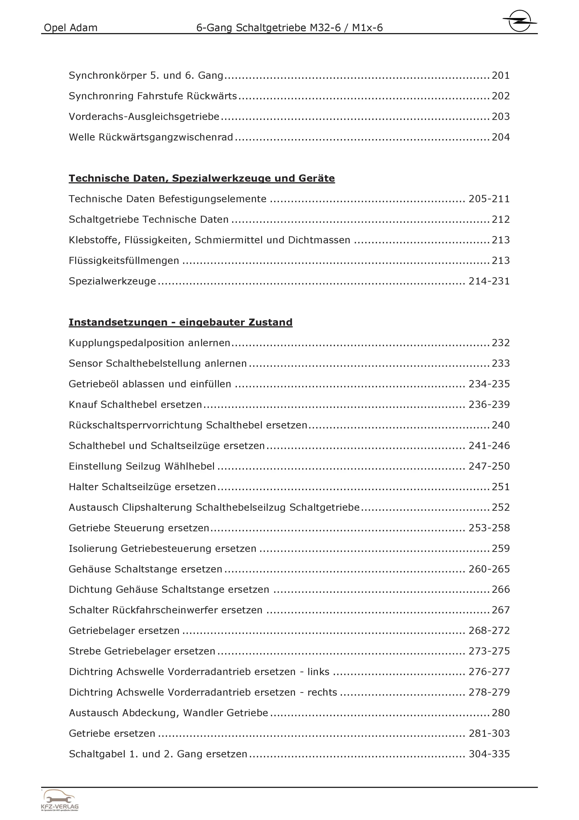 Opel Adam Typ M13 12-19 6-Gang Schaltgetriebe Kupplung M1x/M32 Reparaturhandbuch