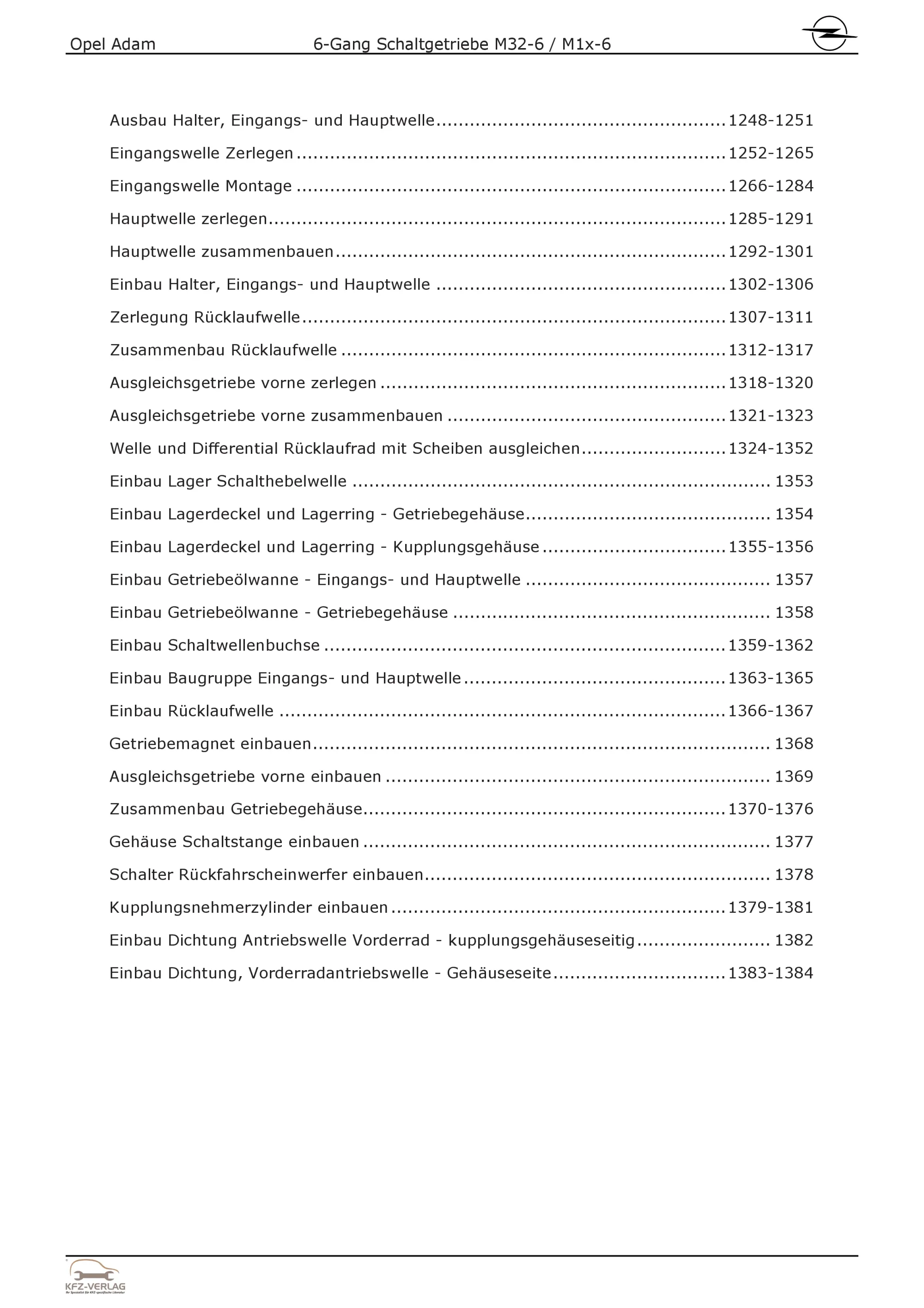 Opel Adam Typ M13 12-19 6-Gang Schaltgetriebe Kupplung M1x/M32 Reparaturhandbuch