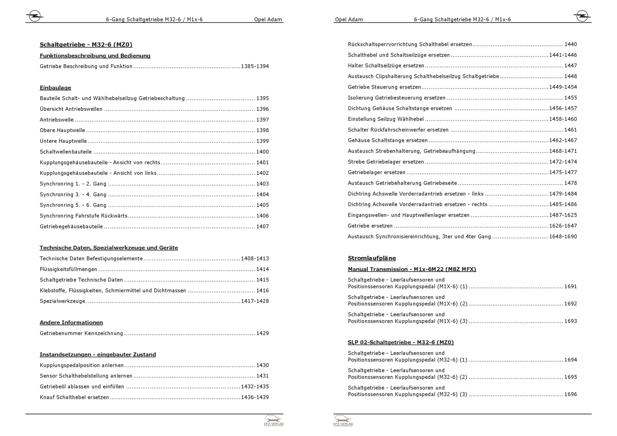 Opel Adam Typ M13 12-19 6-Gang Schaltgetriebe Kupplung M1x/M32 Reparaturhandbuch