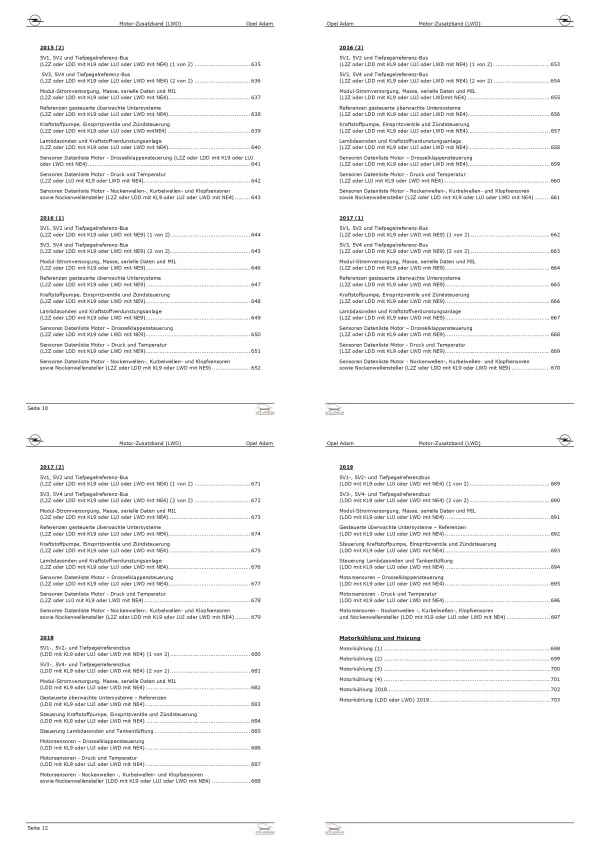 Opel Adam M13 2012-2019 1,2l Benzinmotor 69 PS LWD Zusatzband Reparaturanleitung