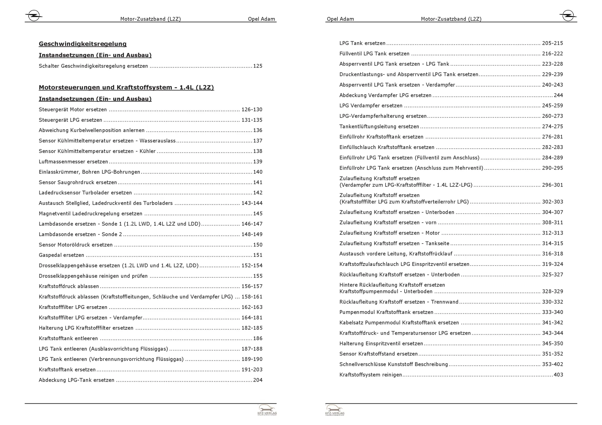 Opel Adam M13 12-19 1,4l Benzin/Gasmotor 87 PS L2Z Zusatzband Reparaturanleitung