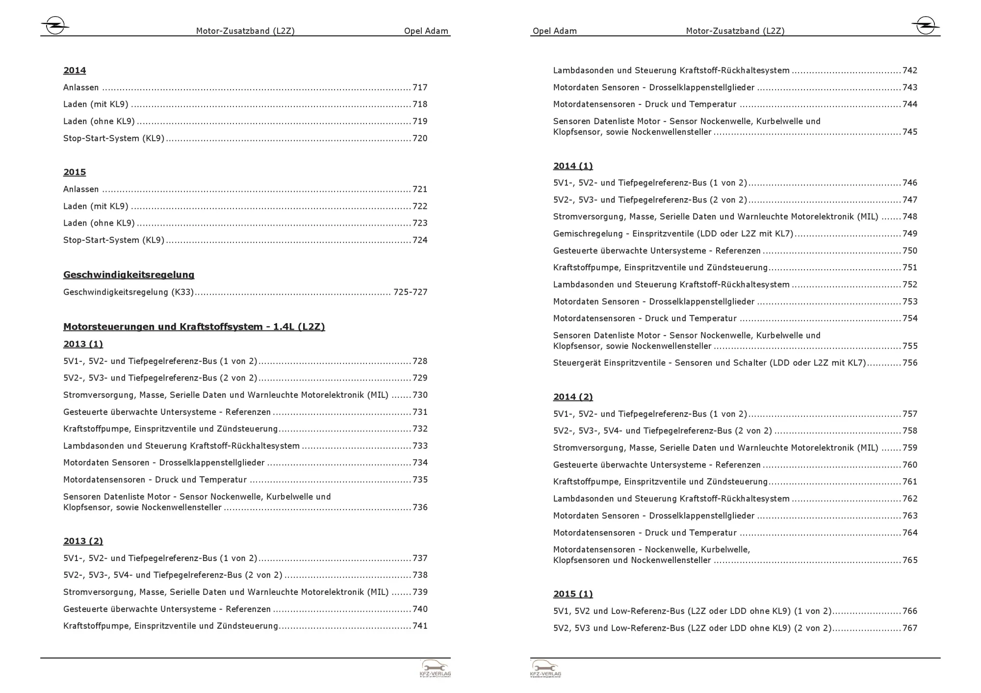 Opel Adam M13 12-19 1,4l Benzin/Gasmotor 87 PS L2Z Zusatzband Reparaturanleitung