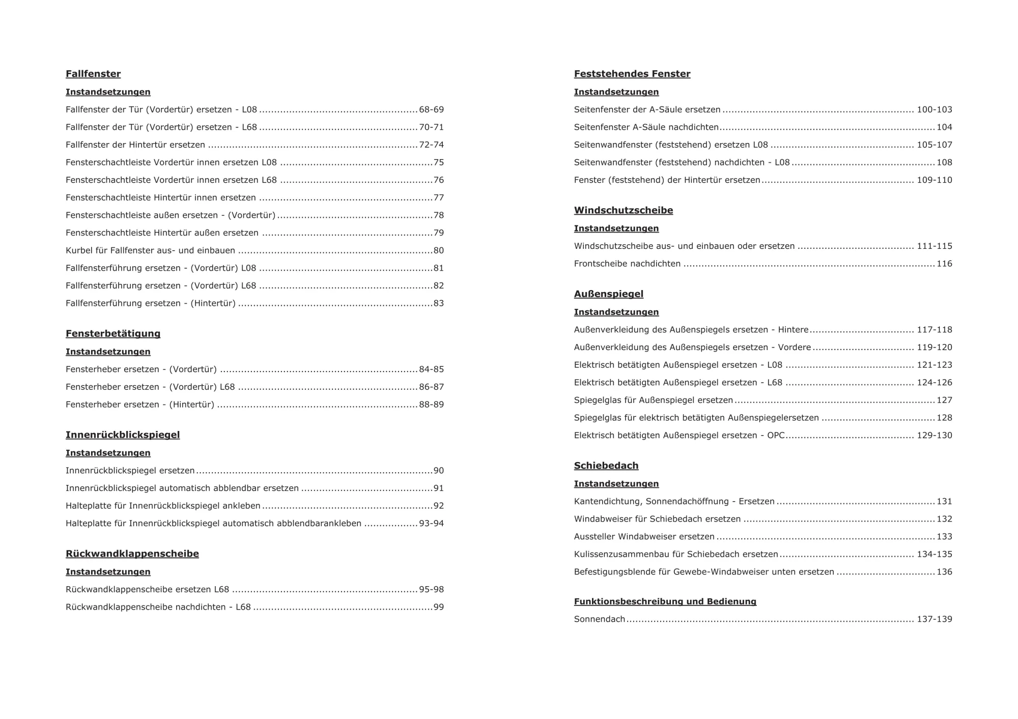 Opel Corsa D Typ S07 Baujahre 2006-2014 Karosserieausstattung Reparaturanleitung