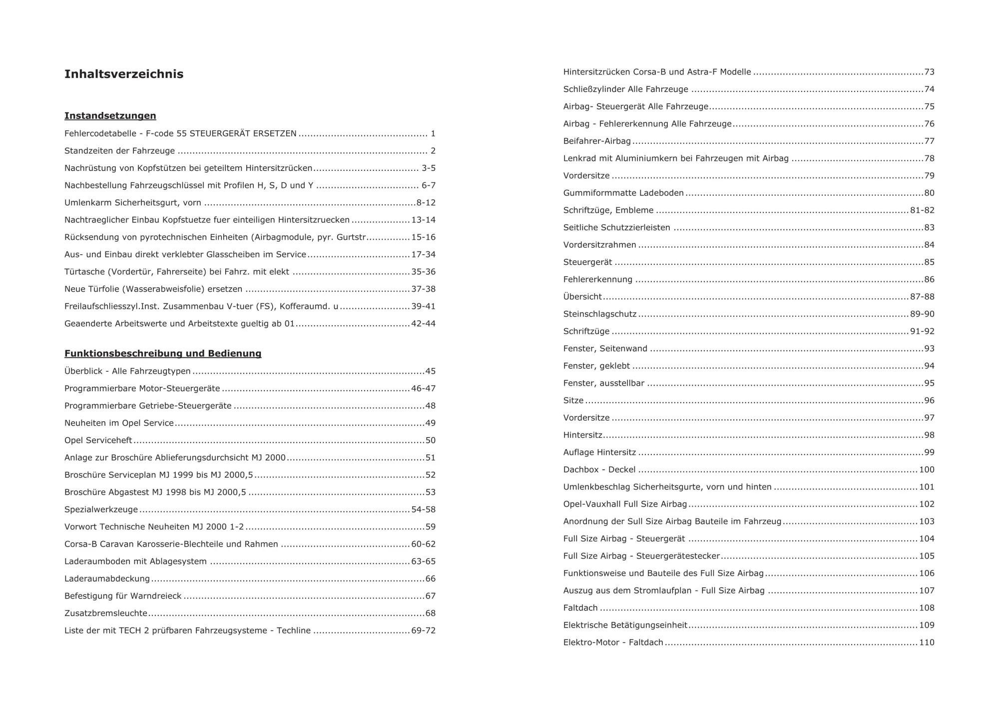 Opel Corsa B Typ S93 Baujahre 1993-2000 Karosserieausstattung Reparaturanleitung