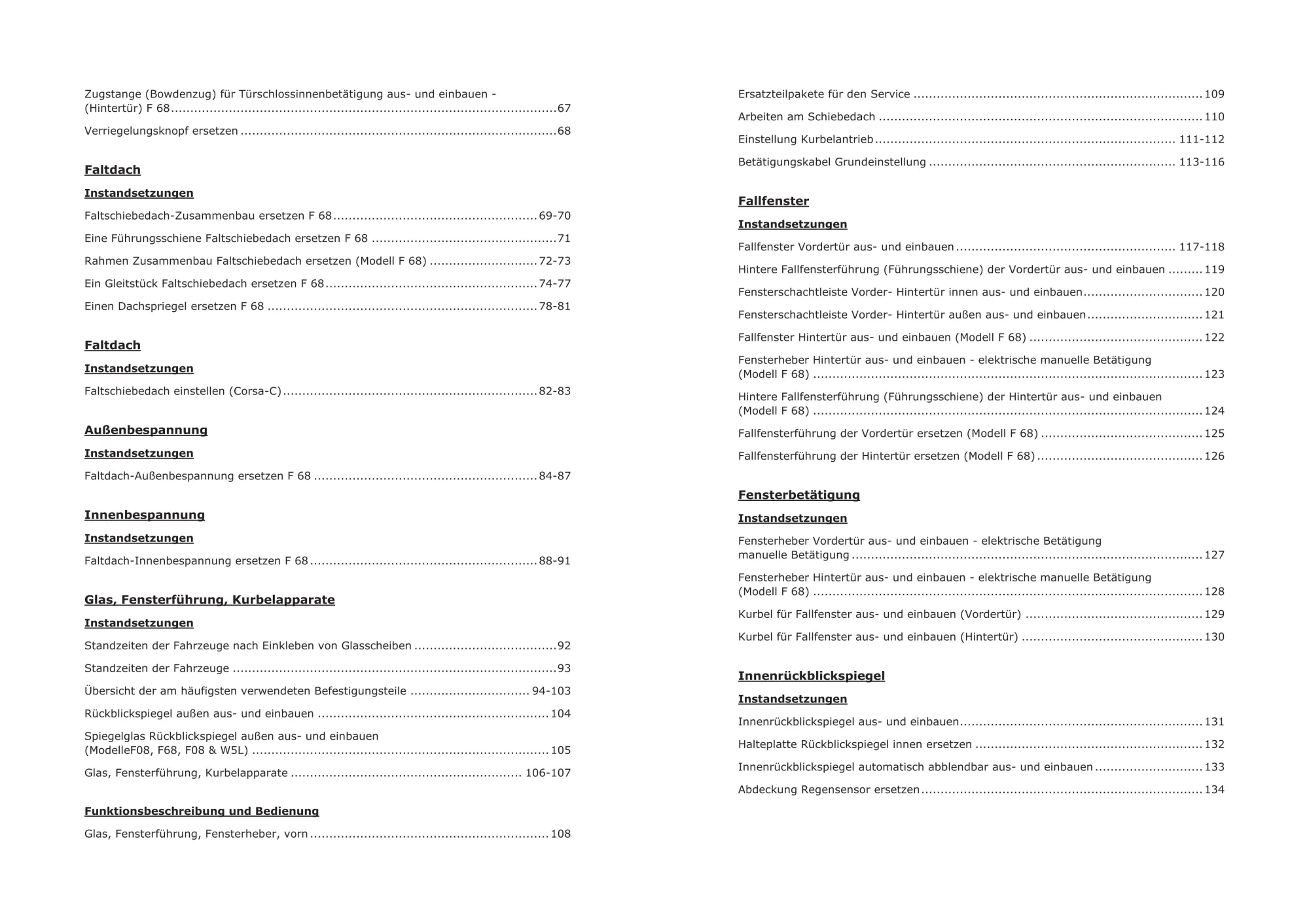 Opel Corsa C Typ X01 Baujahre 2000-2006 Karosserieausstattung Reparaturanleitung
