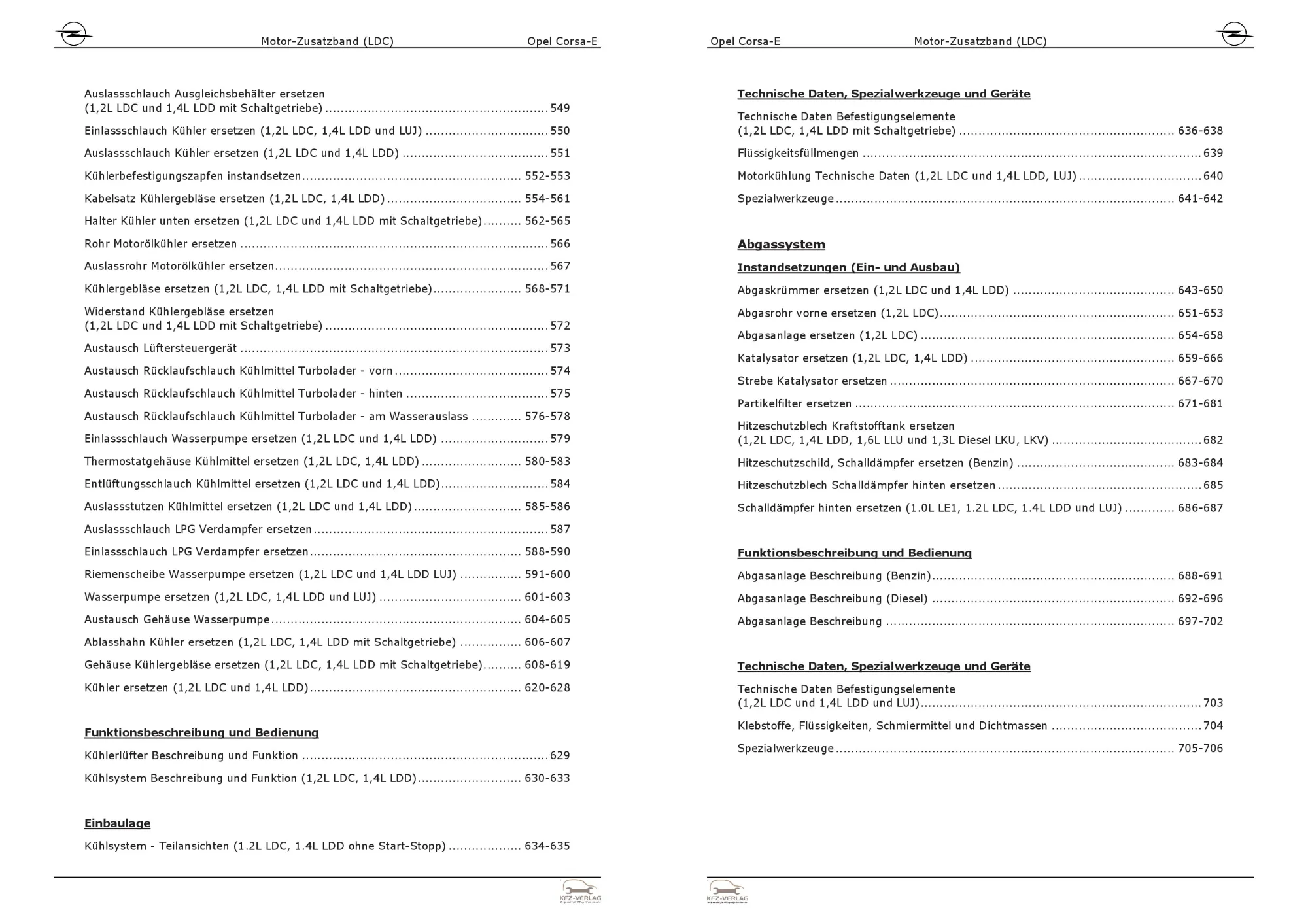 Opel Corsa E Typ X15 (14-19) Benzinmotor 70 PS LDC Zusatzband Reparaturanleitung