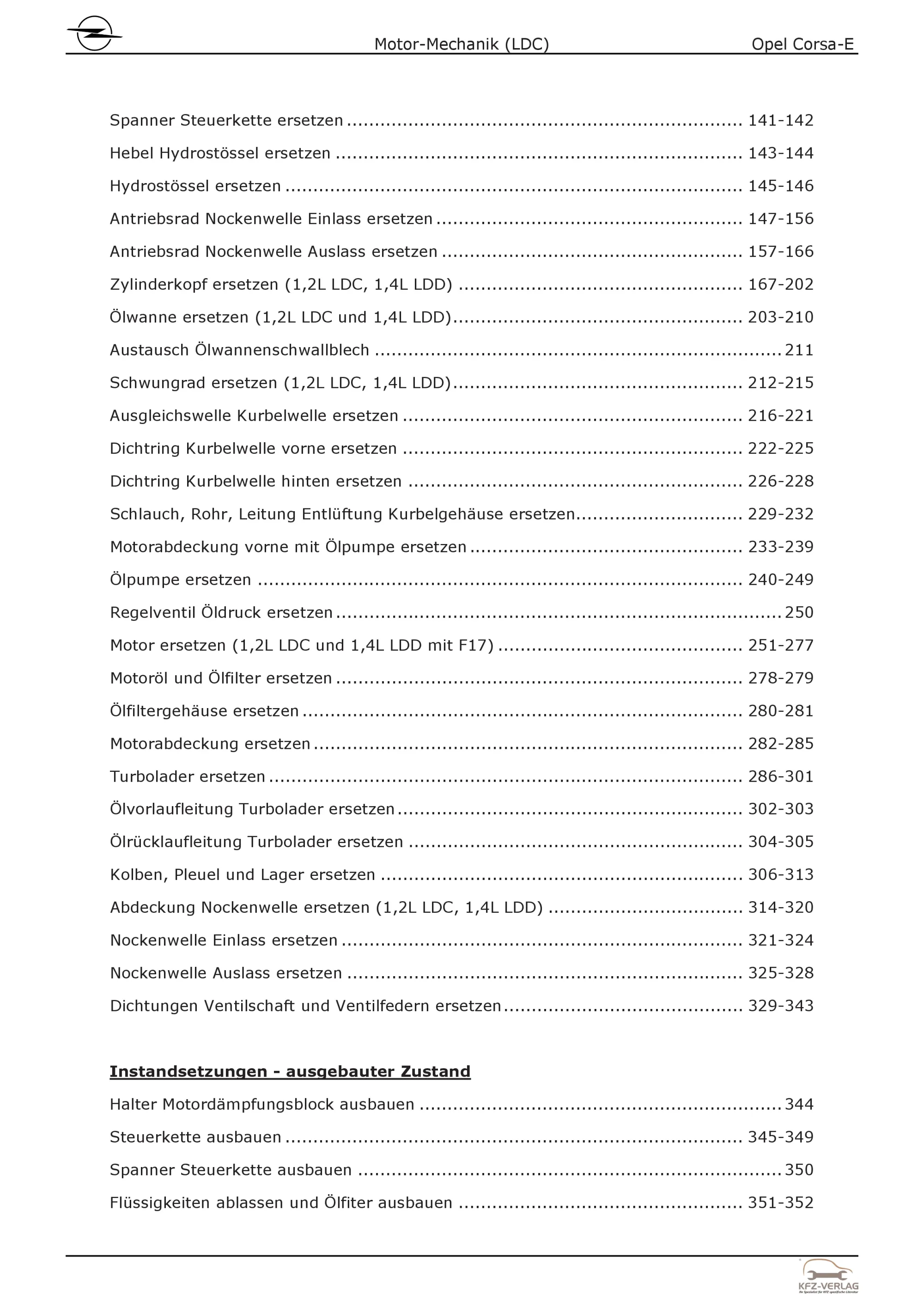 Opel Corsa E Typ X15 (14-19) 4-Zyl 1.2l Benzinmotor 70 PS LDC Reparaturanleitung