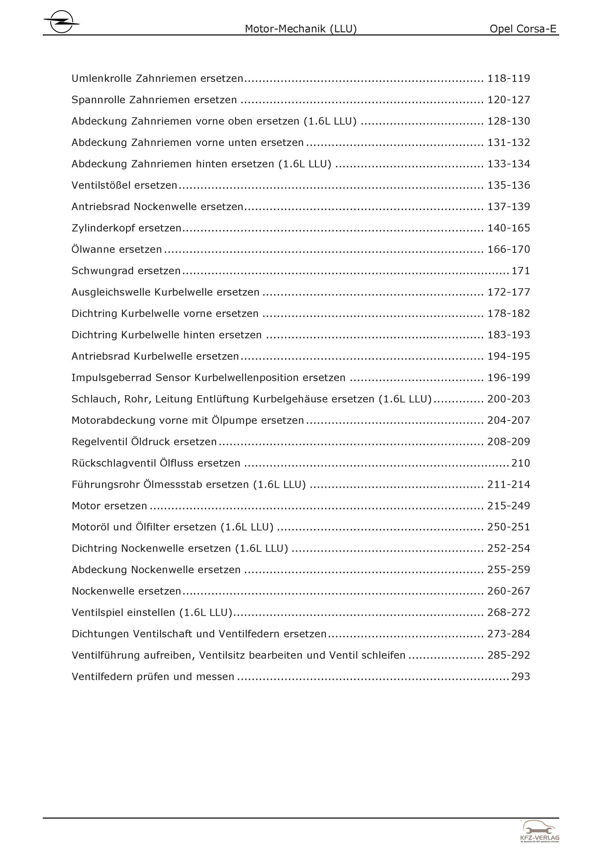 Opel Corsa E X15 2014-2019 4-Zyl 1.6l Benzinmotor 179 PS LLU Reparaturanleitung