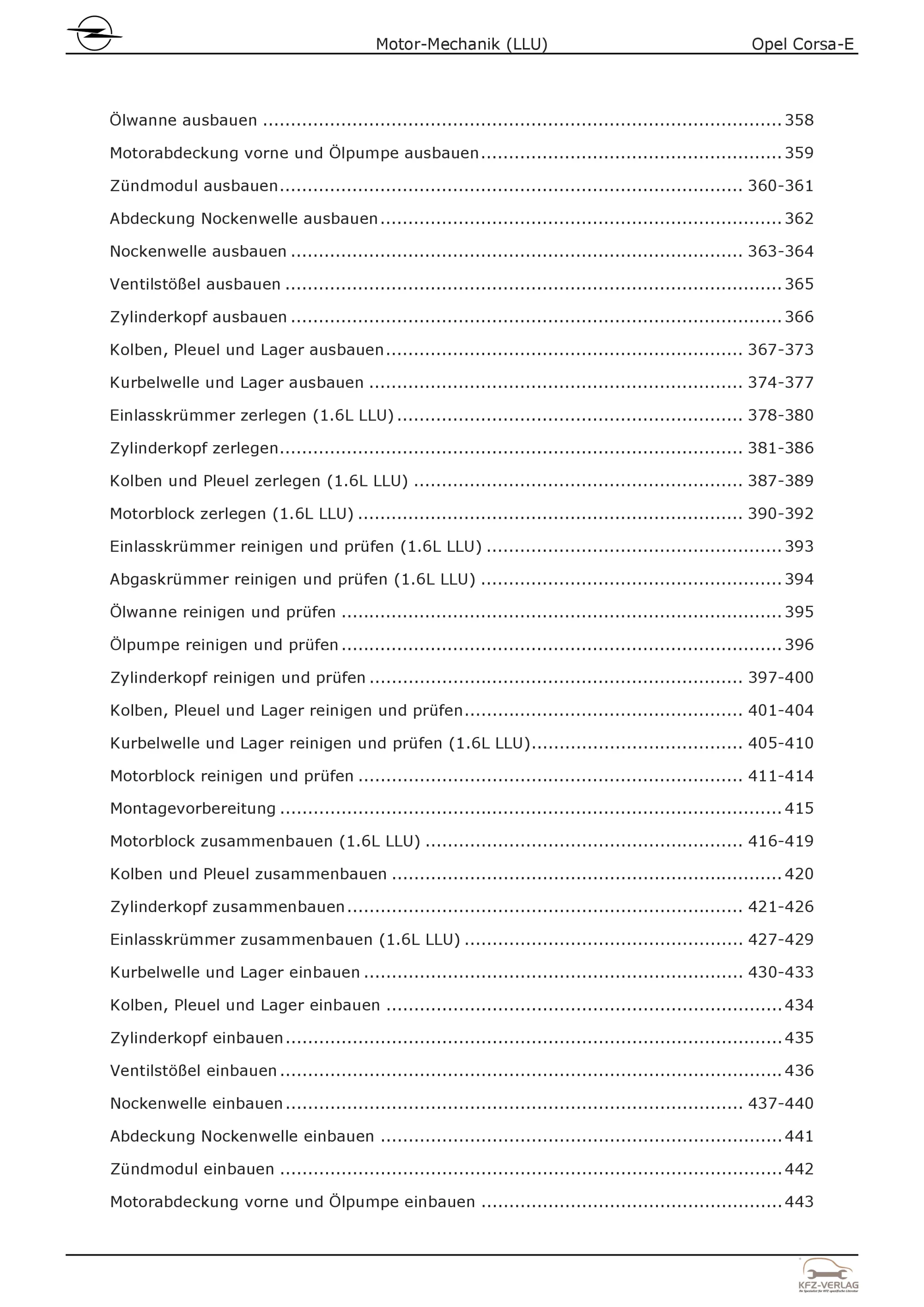 Opel Corsa E X15 2014-2019 4-Zyl 1.6l Benzinmotor 179 PS LLU Reparaturanleitung