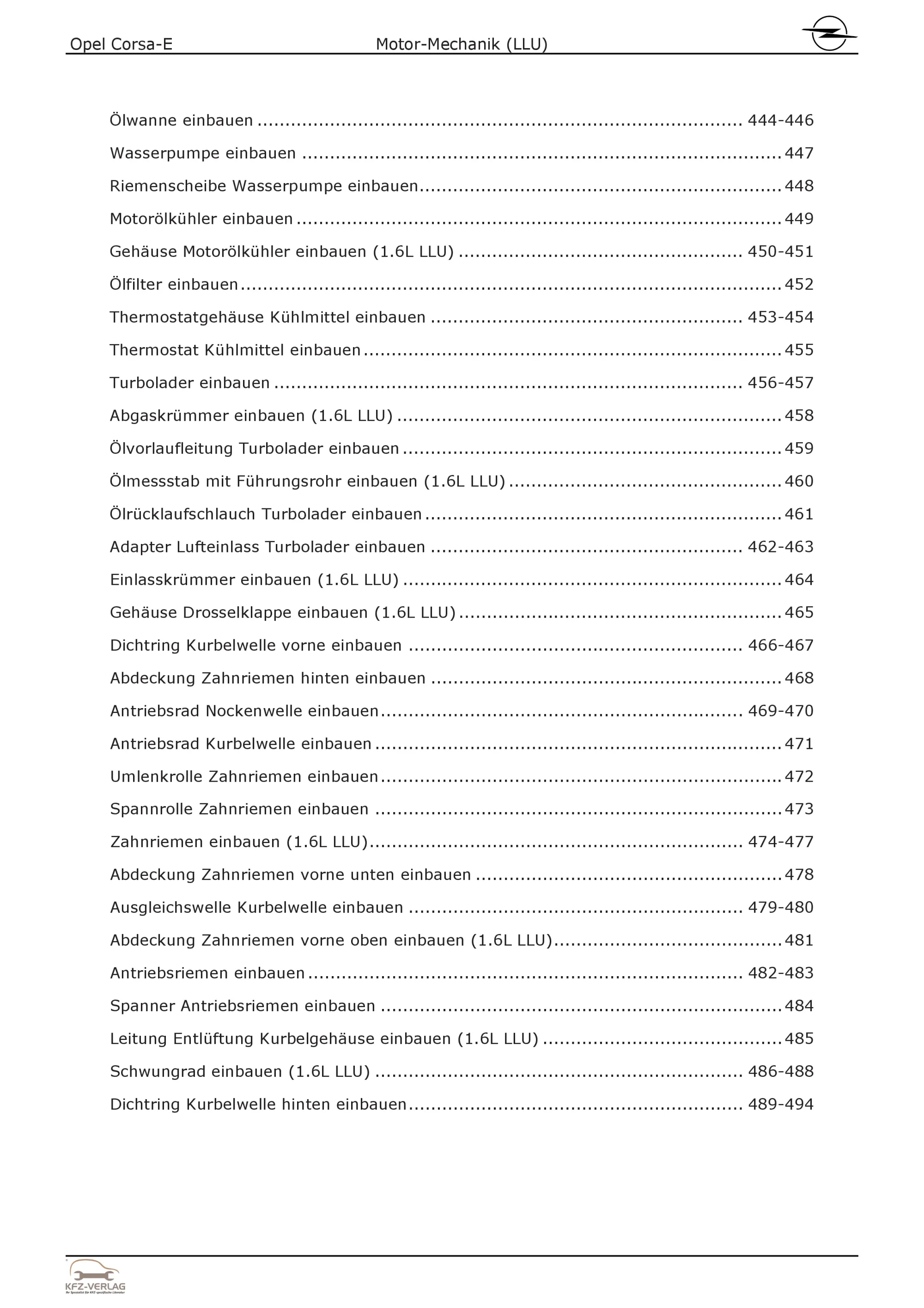 Opel Corsa E X15 2014-2019 4-Zyl 1.6l Benzinmotor 179 PS LLU Reparaturanleitung