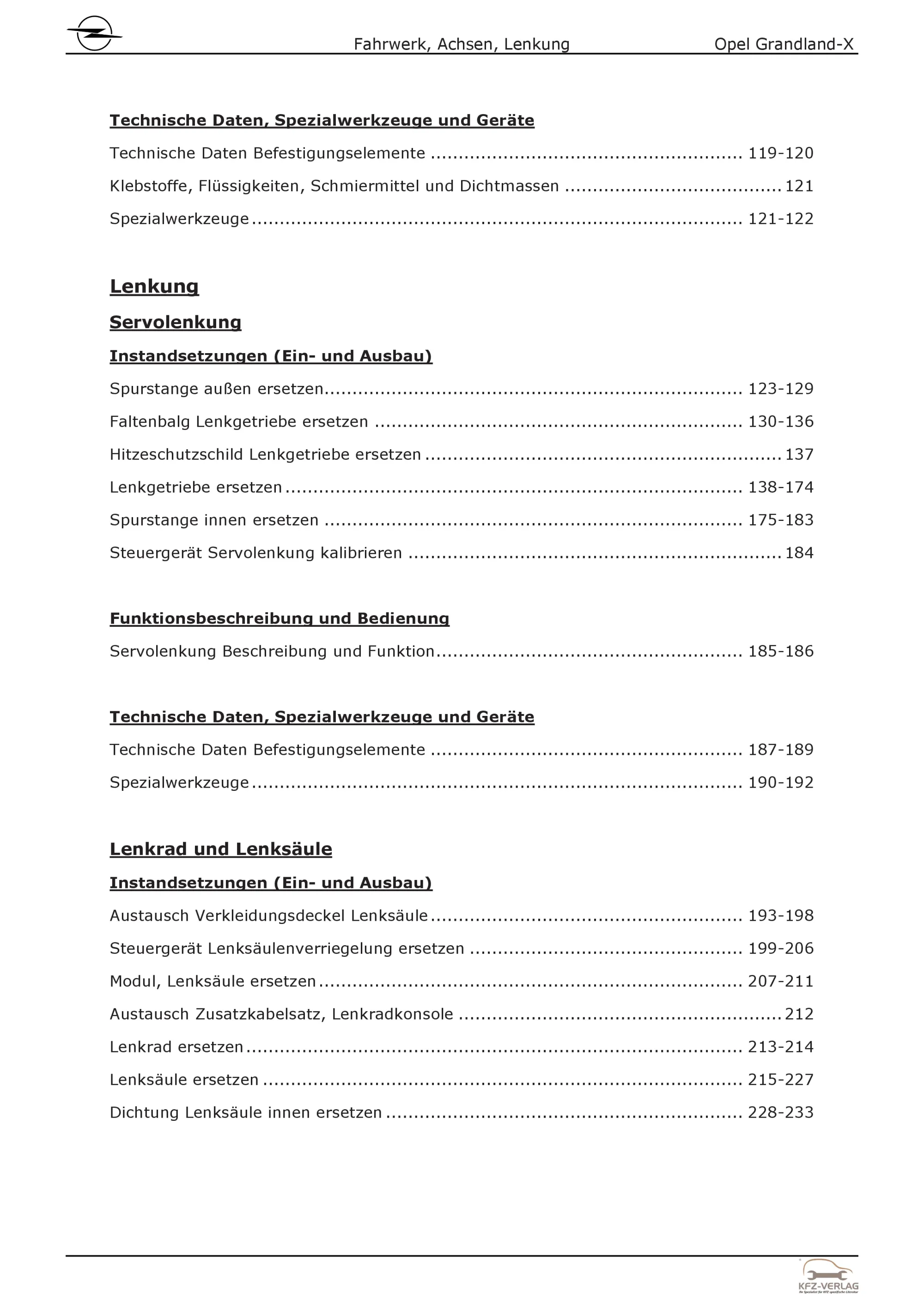 Opel Grandland Typ A18 2017-2024 Fahrwerk Achsen Lenkung Reparaturanleitung Buch