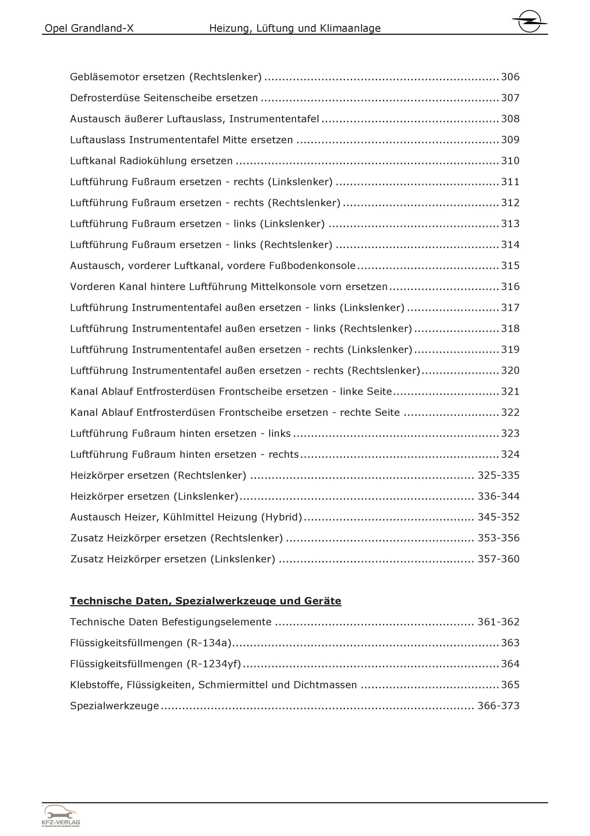 Opel Grandland Typ A18 2017-2024 Heizung Lüftung Klimaanlage Reparaturanleitung